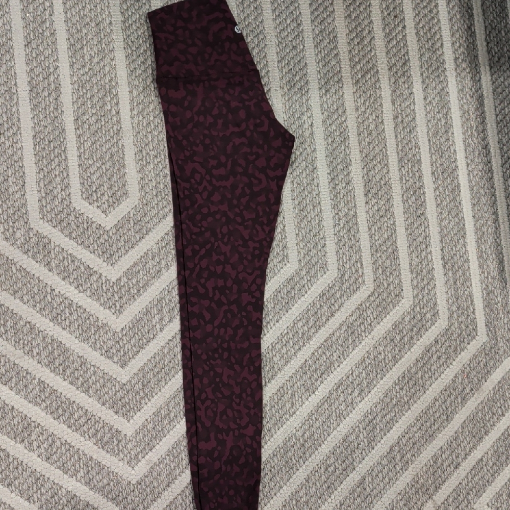 Lululemon Athletica Burgundy Animal Print Leggings